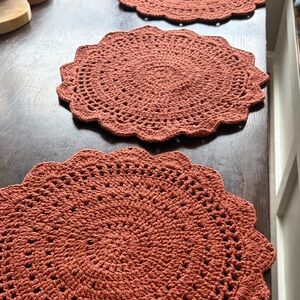 Haymarket Square Round Placemats TerracottaBurnt Orange 6 total